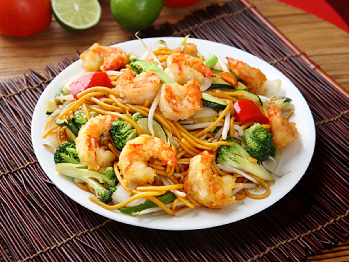 Shrimp Chow mein at Sizzle Express，a Asian Fusion Restaurant in Cleveland